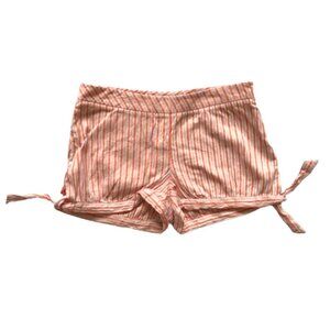 Tibi Side Tie Front Shorts Womens 2 Orange White Stripes Side Zip 2" Inseam